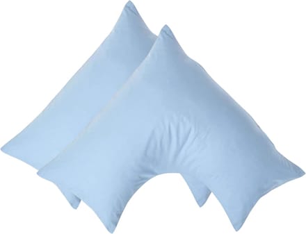 Homescapes Percale Katoen V-Kussensloop Set van 2 - Blauw - 100% Egyptisch Katoen - 200TC - 38 x 76 cm