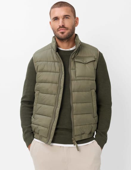 Brax Heren Gilet  Style WILL khaki Groen Khaki, groen - khaki, maat S