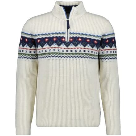 Ragman Trui Stand Up Zip Collar Norwegian Style Pattern Ecru / male
