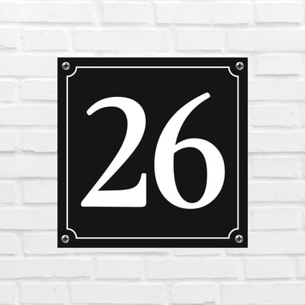 Huisnummerbord Mat zwart Deluxe - Nummer 26 - incl. bevestiging