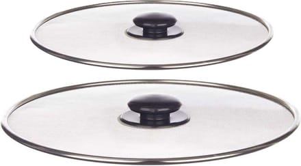 Kinvara Afgietdeksel/pannendeksel set - 2x stuks - dia 29/25 cm - metaal - vergiet