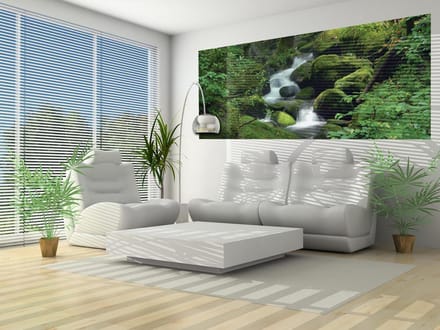 Forest Waterfall Rocks Nature  Photo Wallcovering
