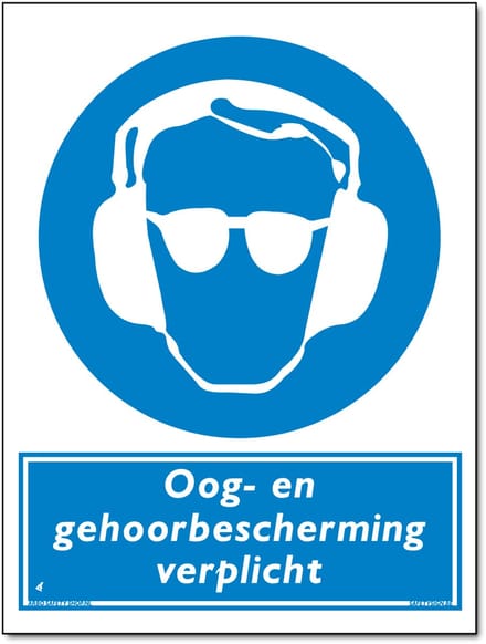 Oog- en gehoorbescherming verplicht bord - Forex - 30 x 40 cm