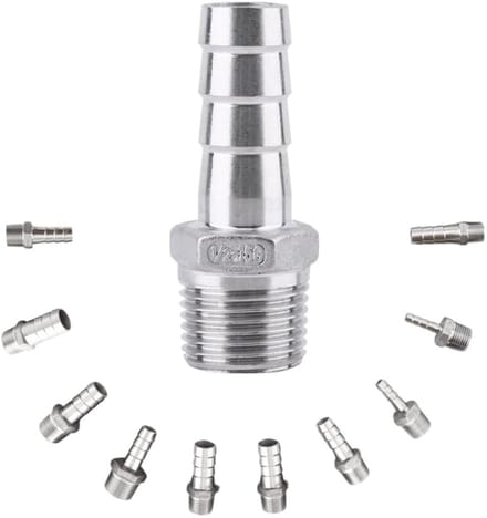 Allecto - Slangpilaarfittingen - Roestvrij staal - 1/2×15mm