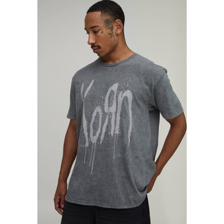 Oversized Gewassen Korn Licentie Print T-shirt | Washed Charcoal | Size Medium