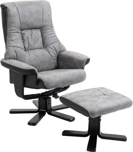 HOMCOM relaxfauteuil - met hocker - 360° draaibaar - 135° kantelbaar