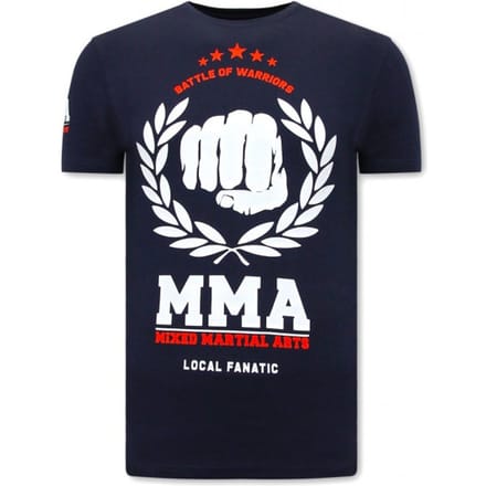 T-shirt Heren met Opdruk - MMA Fighter - Blauw