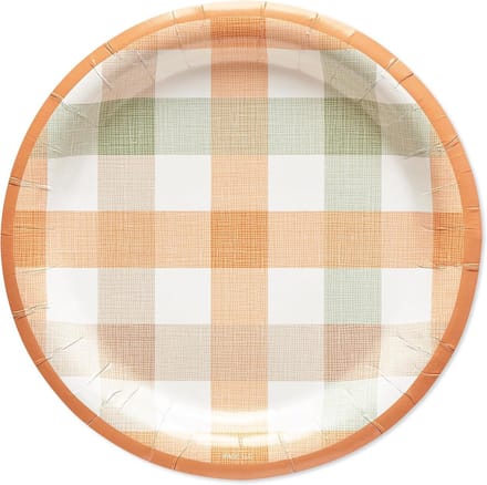 Dessertbord papier 36 stuks - Rond geruite herfstmotieven