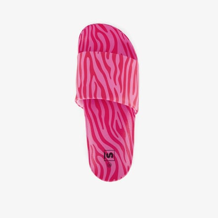 Dames badslippers met zebraprint roze rood - Maat 36