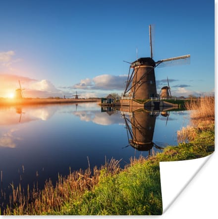 Poster Windmolen - Water - Zon - 30x30 cm
