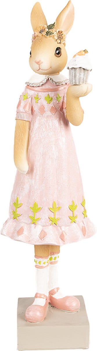 Clayre & Eef Beeld Konijn 28 cm Bruin Roze Polyresin