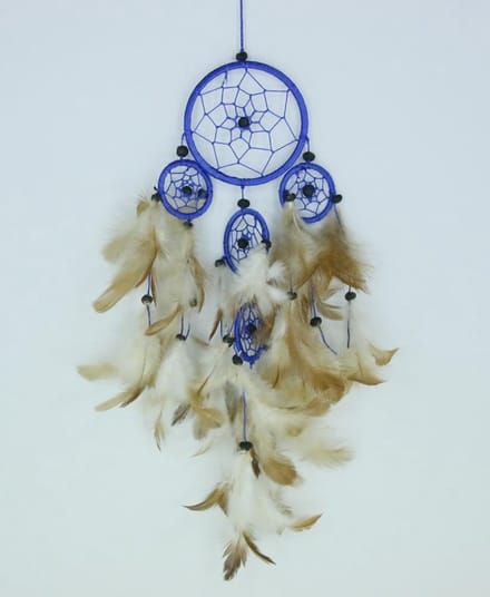 Dromenvanger / Dreamcatcher Ø9cm met kleintjes  - blauw