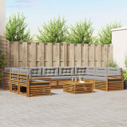 vidaXL - Buiten - bank - set - 10 - st - Natuurlijk - en - Licht - Grijs