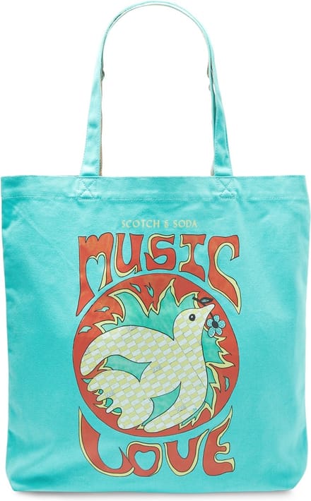 SCOTCH & SODA Schoudertas Canvas Artwork Tote Absinthe Mintgroen