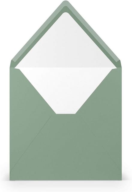 100 Vierkante Enveloppen Eucalyptus Groen Geribbeld 16,4x16,4 cm zonder Venster Bruiloft Kaarten