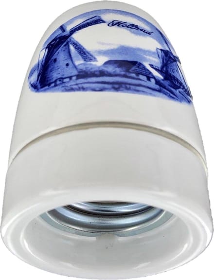 Lamphouder E27 Porselein - Wit / Blauw (Dutch design)
