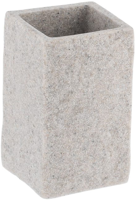 Tendance Badkamer tandenborstelbeker Ruby - grijs - steen look - kunststof - D6 x H10 cm