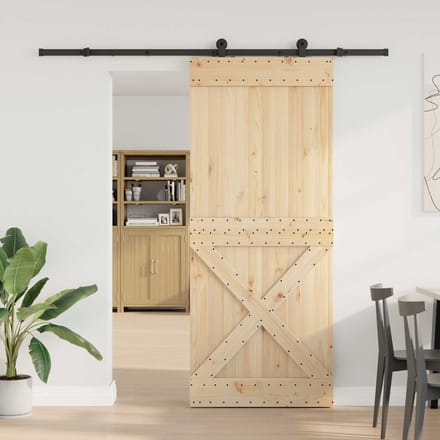 vidaXL - Schuifdeur - NARVIK - Naturel - en - Zwart - 95 - x - 210 - cm - (213,5 - cm)