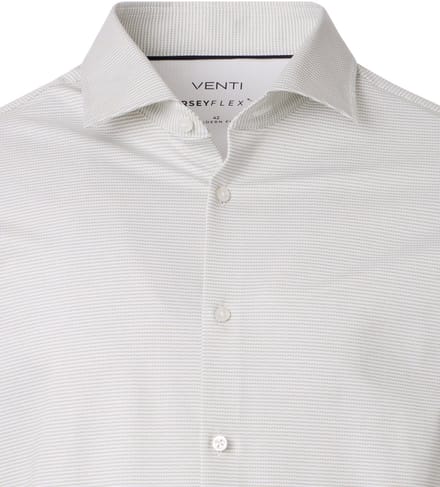 VENTI modern fit overhemd - jersey - lichtgroen gestreept - Strijkvriendelijk - Boordmaat: 43
