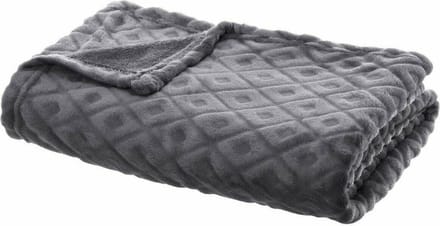 Woonplaid 125 x 150cm Fleecedeken geruite blanco 3d losan gr 125x150, donkergrijs