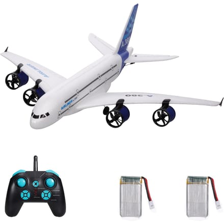 A380 2.4G RC Vliegtuig Vliegende Vliegtuigen Zweefvliegtuig met LED Zoeklicht 3CH voor Beginner EPP Schuim Vast 2 batteries wit