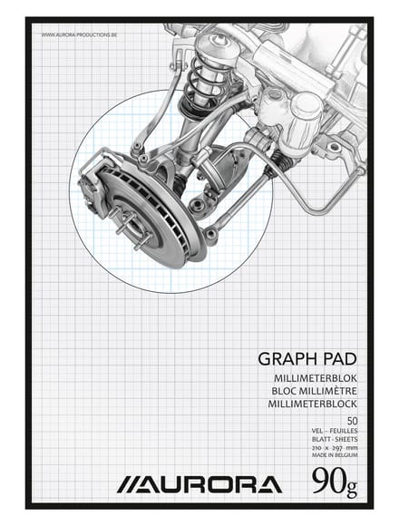 Aurora - MAXI PACK - 10 x Millimetepapier-blok: Formaat A4 - Wit 90gr papier - 50 Vel