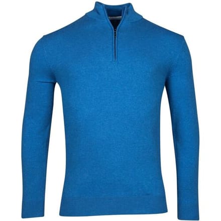 Baileys Trui Half Zip Single Knit Fine Pima Cotton Bright Cobalt / male