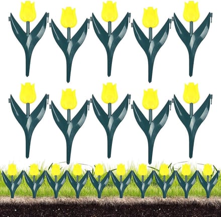 Bloembed Omranding - Perkrand Tuin - Tuin Decoratie - Bloemvormige Blokken - 10 Stuks - Geel