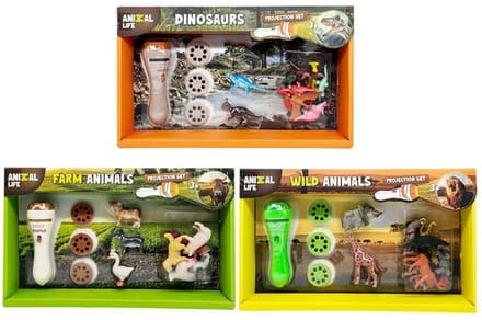 Projectorset dieren educatief speelgoed met 24 dia's en 3 discs.