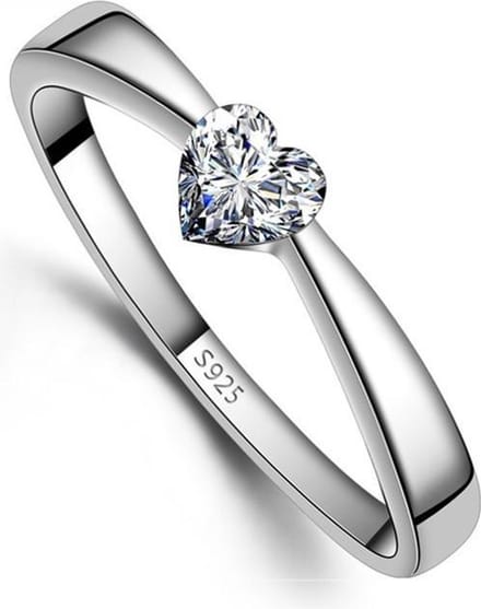 Zilveren Ring Dames - Hart - Ø16.75mm