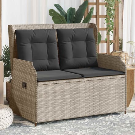 vidaXL Tuinbank Lichtgrijs poly rattan