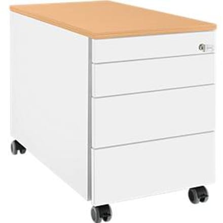 Schäfer Shop  Genius Verrijdbaar ladeblok 1233, wit/blank aluminium/beukenpatroon