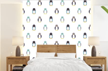 Behang - Fotobehang Design - Dieren - Pinguïn - Breedte 200 cm x hoogte 220 cm