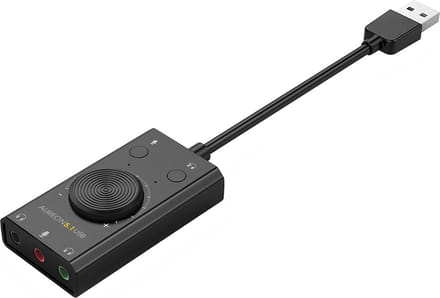 Solvix TERRATEC Aureon 5.1 USB - Compacte 5.1 USB Geluidskaart MAC & PC - 2 x Hoofdtelefoon en 1 x Microfoon - mute en volumeregeling - zwart
