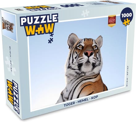 Puzzel Tijger - Hemel - Kop - Legpuzzel - Puzzel 1000 stukjes volwassenen