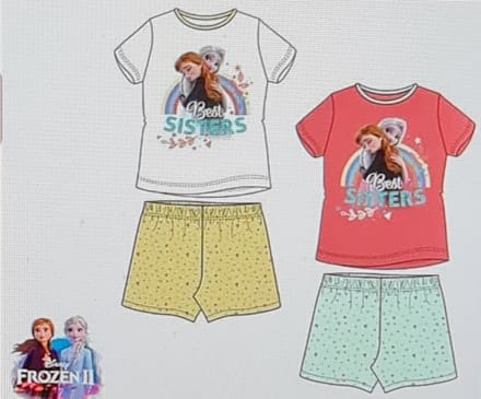 Frozen Shortama Wit /Geel Best Sisters Maat 110