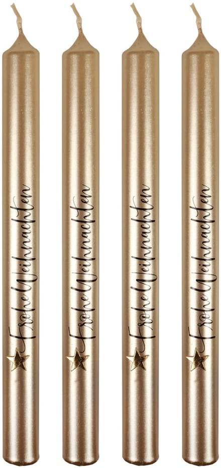 Kerstkaarsen stokkaarsen Kerstcreme 25cm 4 stuks