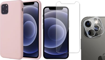 Hoesje geschikt voor iPhone 13 Pro Max - Fluweelzachte Backcover - Roze - Met Screenprotector en Camera Screen Protector