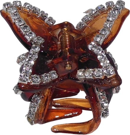 Haarklem met strass vlinder bruin