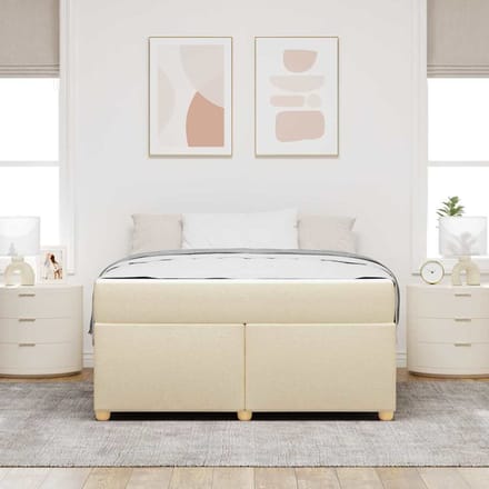 vidaXL - Bedframe - met - matras - Crème - 140 - x - 200 - cm - Stof