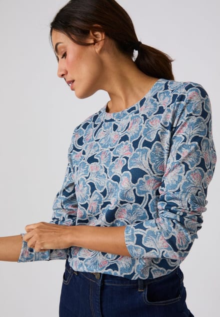 Damart - T-shirt geborsteld warm tricot - Dames - Blauw - S