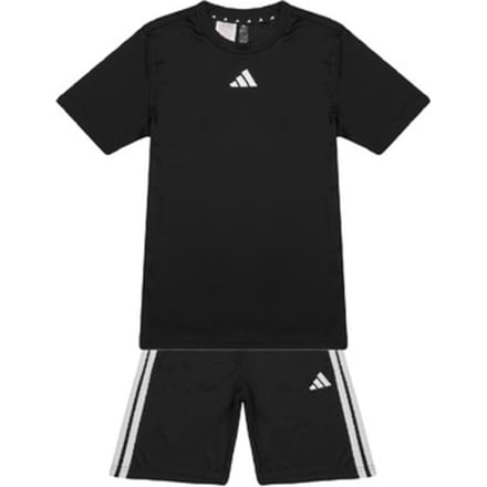 Adidas Train Essentials 3 Stripes Tee Korte Mouw Set Zwart 5-6 Years Kinderen