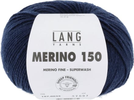 Lang Yarns Merino 150 - 35 donkerblauw - Merinowol Garen