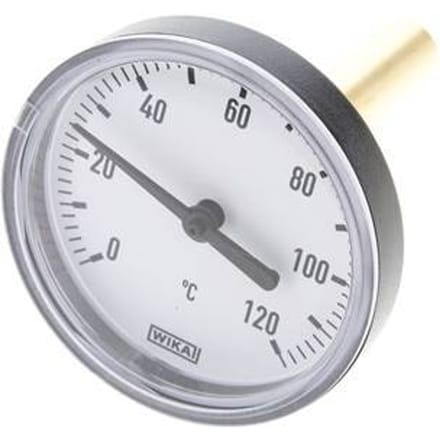 0 tot +120°C Plastic Bimetalen Thermometer 63mm Behuizing 60mm Dompelbuis met Thermowell
