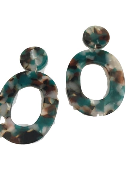 Petra's Sieradenwereld - Clipoorbel hanger turquoise bruin (337)