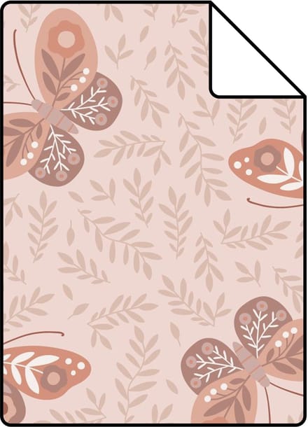 Proefstaal ESTAhome behang vlinders oudroze - 26.5 x 21 cm - 131891-S
