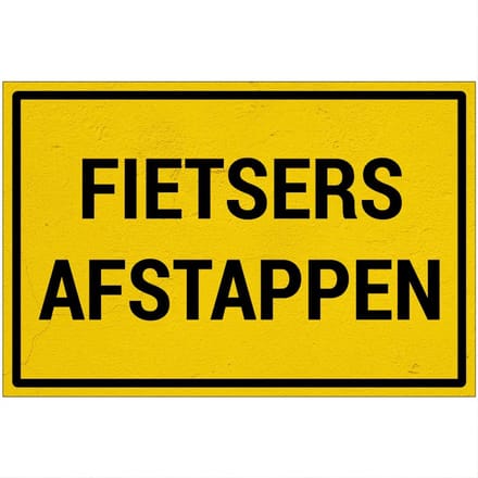 Fietsers afstappen bord | Sign Again materiaal | 30 x 20 cm