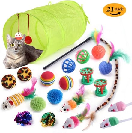 Nixnix® - Speelgoedset katten - 21 delig - Kat speelgoed set - Kitten - Kat - Muis