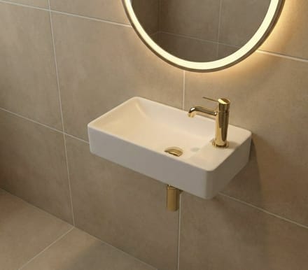 KAYvit LUVIA Toiletfontein vierkant | MAT WIT | Kraangat rechts