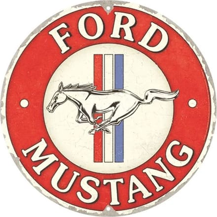 Rond Metaal Bord 35cm Ford Mustang - 3 Stripes Red